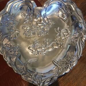 Arthur Court Silver Heart-Shaped Orchid Bunny Large Heart Tray